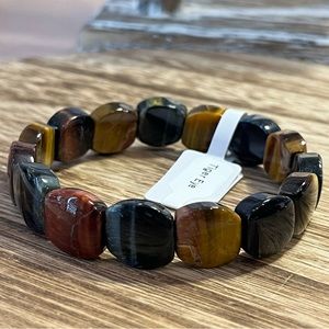 Mix Red-Golden-DreamTiger’s Eye Natural Healing Crystal Stretch Bangle Bracelet